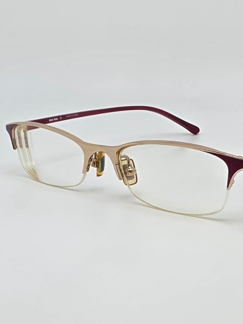 Miu Miu VMU57B 5AK-1O1 Gold Violet Semi Rimless Petite Eyeglasses Frame 49mm